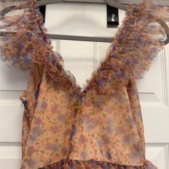 Dixie DX Collection Pink Floral Tiered Tulle Dress Size S Made In Italy NWT - Picture 10 of 12